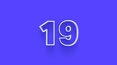 19 Years Anniversary Celebration White Number on Blue Background. Vector Template Design...