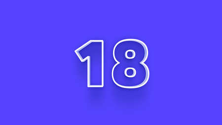 18 Years Anniversary Celebration Blue Number 3D Render Illustration Design.の写真素材
