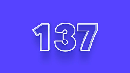1737 white numbers 3d render on blue background with shadow.