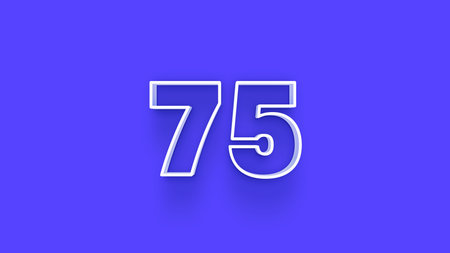 75 Years Anniversary Celebration Blue Number Vector Template Design Illustration on Blue Backgroundの写真素材