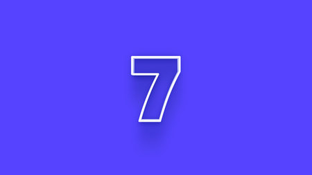 Number 7 blue background. 3d rendering, 3d illustration.の写真素材