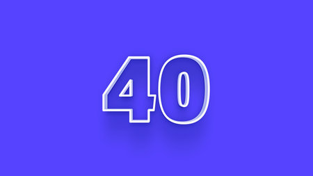 40 Years Anniversary Celebration Blue Number 3D Render Illustration Design.