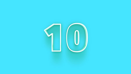 10 Years Anniversary Celebration White Number on Blue Background 3D Illustration