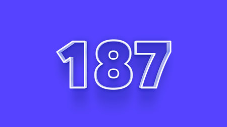 1887 number 3d white on blue background. Vector illustration.