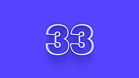 33 Years Anniversary Celebration Blue Number Vector Template Design Illustration. 3d Renderの写真素材