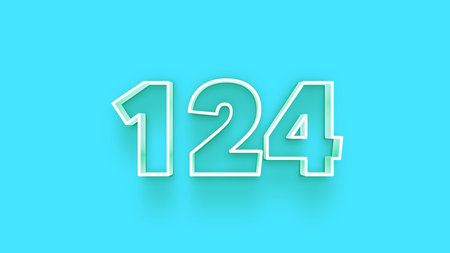 Neon light blue 1240 number 3d effect. Vector illustration.