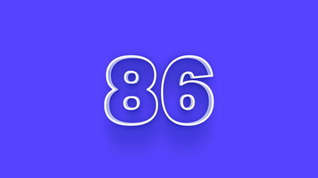 68 number 3d white on a blue background. 3d rendering