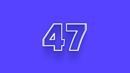 47 Years Anniversary Celebration White Number 3d Blue Background Vector Illustration