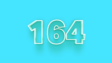 number 1664 white neon 3d font effect isolated on blue background