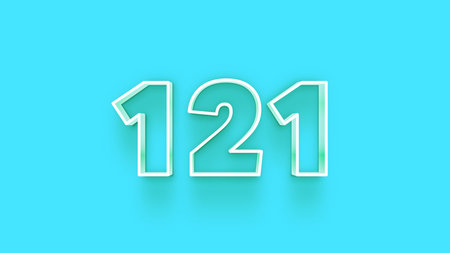 1221 number 3d effect blue background. Horizontal banner.