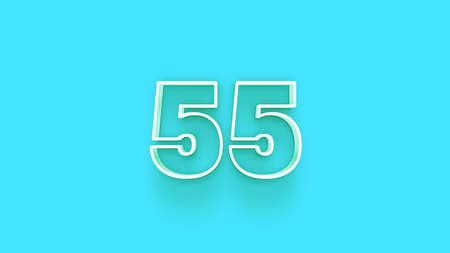 55 Years Anniversary Celebration Blue Background 3D Render Illustration Design.の写真素材