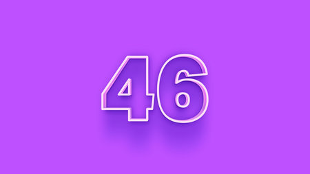 46 number 3d effect purple background. 3D Render Illustration