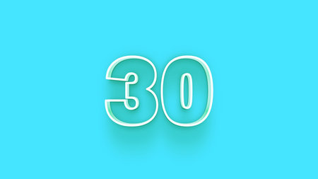 30 Years Anniversary Celebration Blue Background 3d Render Illustration Mockup Scene