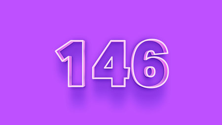 1664 white numbers on purple background 3D illustration 3D rendering