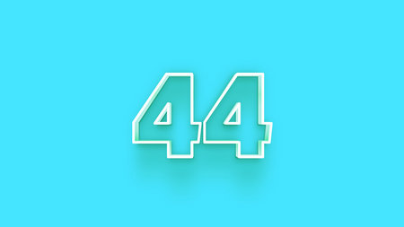 4.4 number on blue background. 3d rendering, 3d illustration.