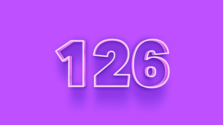 1226 white number 3d effect isolated on purple background. 3d rendering