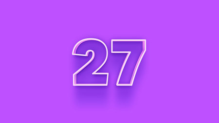 27 number 3d effect purple background. Number design template. Vector illustration.