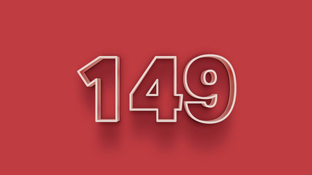 1449 white 3d text on red background 3d render concept