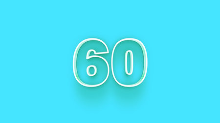 60 Years Anniversary Celebration White Color Number 3d Render Illustration Design