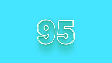 95 Years Anniversary Celebration White Number 3d Blue Background Copy Space Illustrationの写真素材