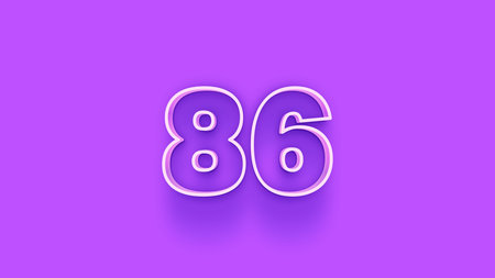 85 number 3d effect purple background. Computer generated 3D photo rendering.