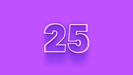 25 Years Anniversary Celebration Blue Number 3d Render Illustration Design.