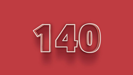 1440 white 3d text on red background 3d render concept