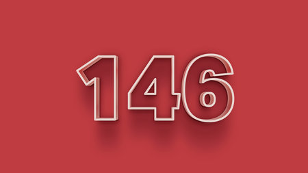 1616 white 3d text on red background 3d render illustration