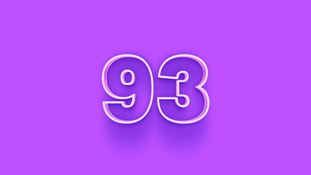 90 Years Anniversary Celebration White Number on Purple Background 3D Illustration