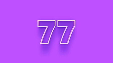77 number. Very Peri trendy 3D font. Vector illustration.