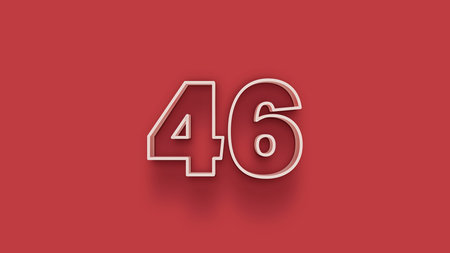 46 number 3d effect red background. 3d Render Illustration