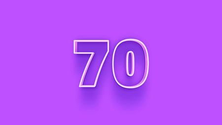 70 Years Anniversary Celebration Blue Number 3d Render Illustration Design.
