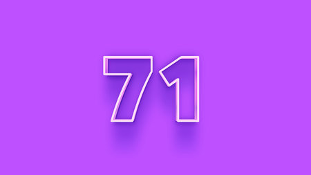 70 Years Anniversary Celebration White Number on Purple Background 3D Illustration