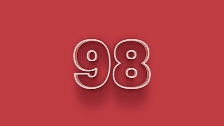 93 number 3d effect red background 3d illustration, 3d rendering