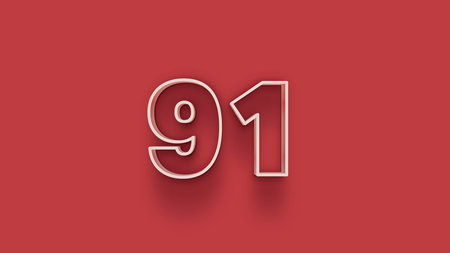 19 number 3d realistic shadow effect on red background. Vector illustration.