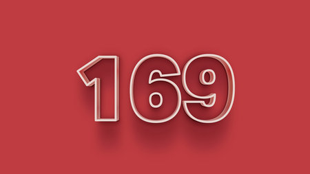 1669 number 3d effect white text on red background. Vector illustration