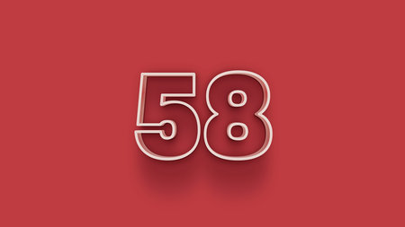 85 number 3d effect red background. 3d render illustration.