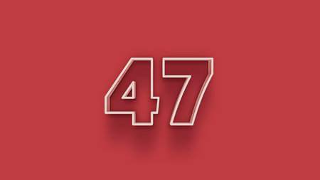45 Years Anniversary Celebration Number 3d Render Illustration on Red Background