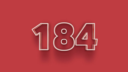 1846 white 3d text style on red background 3d rendering