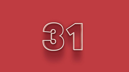 31st Years Anniversary Celebration 3D Render Text Design Illustration Red Backgroundの写真素材