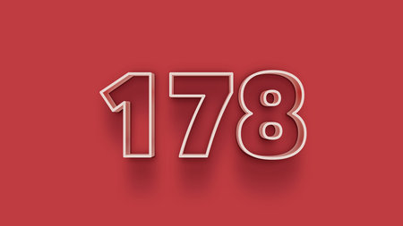 1778 number 3d effect red background. Vector illustration EPS10