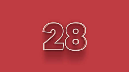28 number 3d effect red background 3d illustration rendering mockupの写真素材
