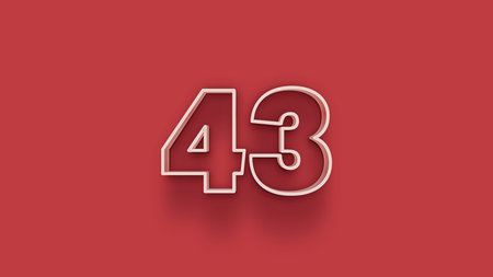 43 3d number 3d effect red background. 3d renderingの写真素材