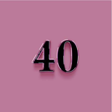 40 number with shadow on a purple background. 3D rendered font.の写真素材