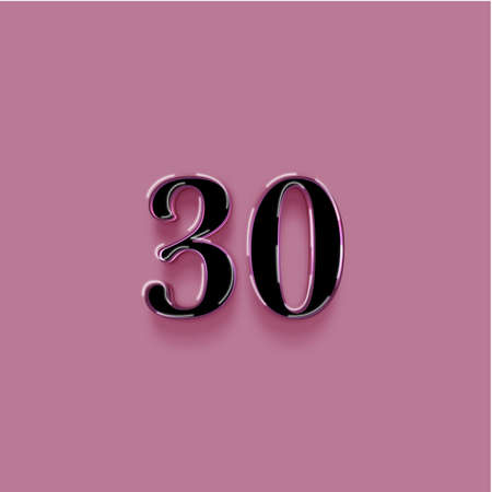 30 number with shadow on a colored background. Realistic 3d font.の写真素材
