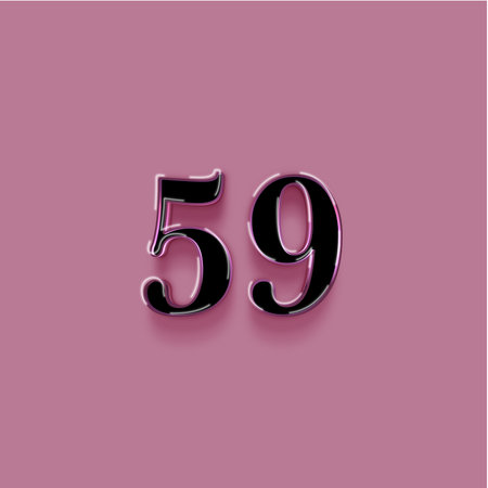 Number 59 with shadow on a pink background. Realistic 3d render.の写真素材