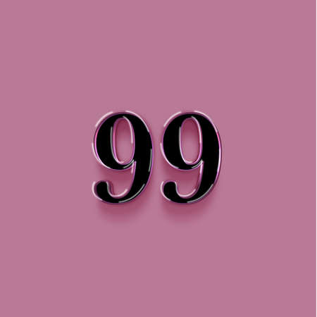 99 number with shadow and pink background. Realistic 3d font.の写真素材