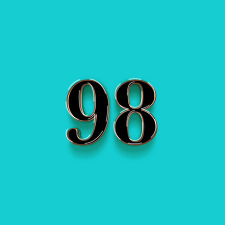 95 number with shadow on blue background. 3d rendering, 3d illustration.の写真素材