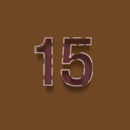 15 number with shadow on brown background. Vector design elements for your application or corporate...