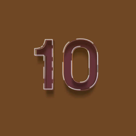 10 number with chocolate effect, on brown background. Vector eps10の写真素材